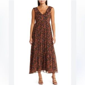 CHELSEA 28 Ruffle Neck Tiered Floral Maxi Dress